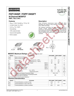 FDPF13N50FT datasheet  